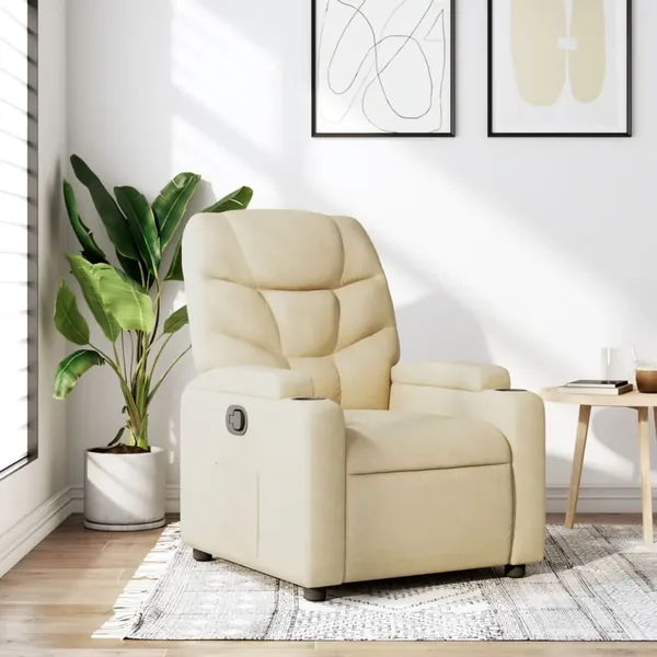 Fauteuil inclinable en tissu crème