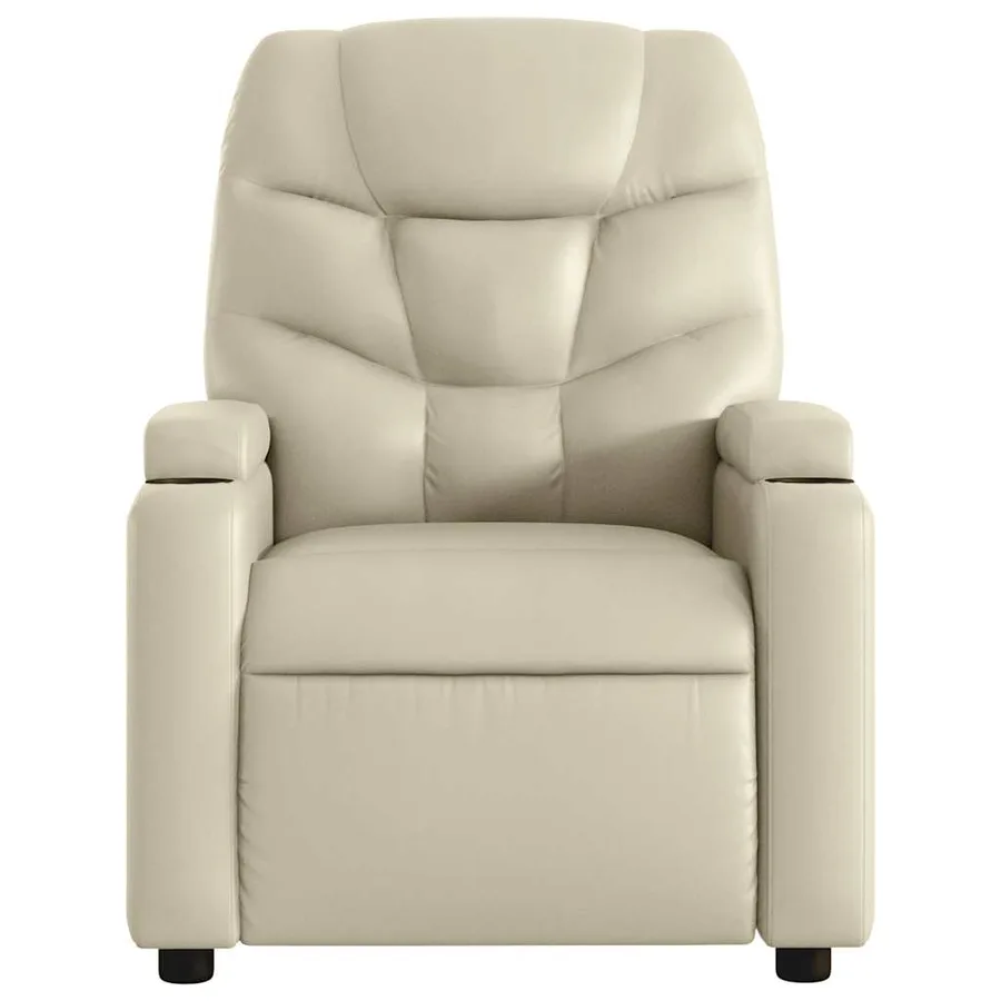 Fauteuil de massage inclinable crème similicuir - 7