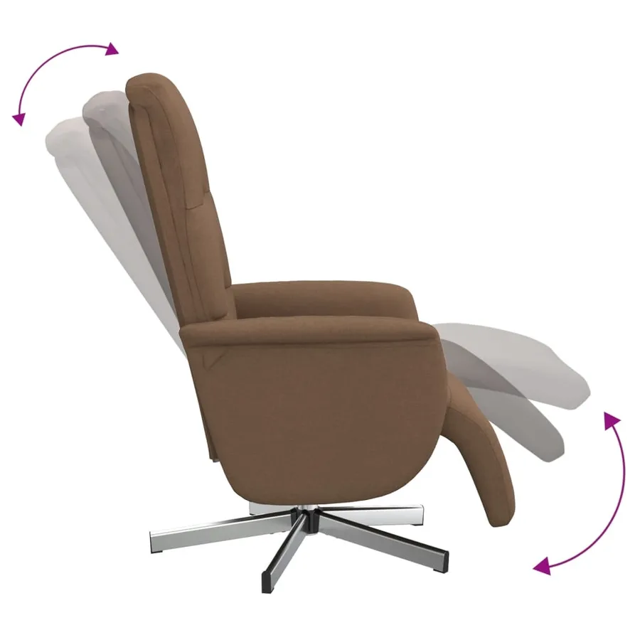 Fauteuil inclinable avec repose-pieds marron tissu - 6