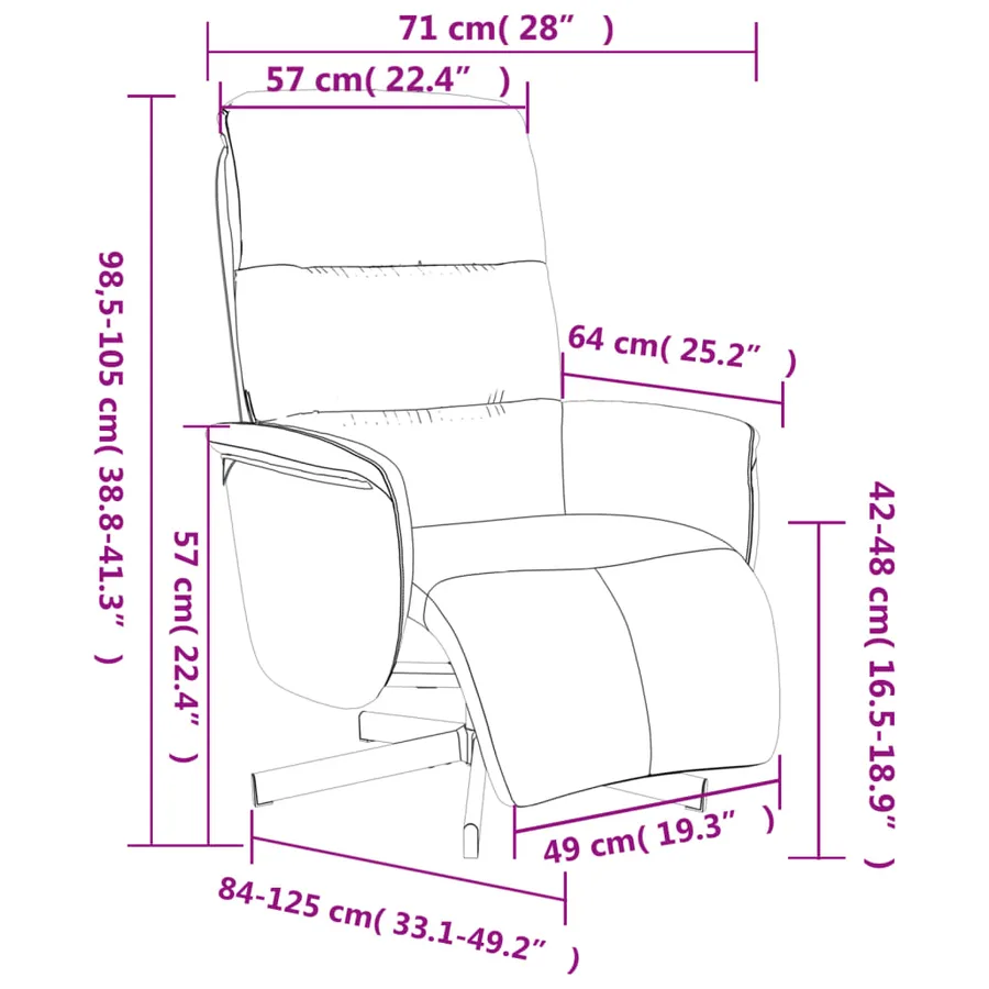 Fauteuil inclinable avec repose-pieds marron tissu - 9