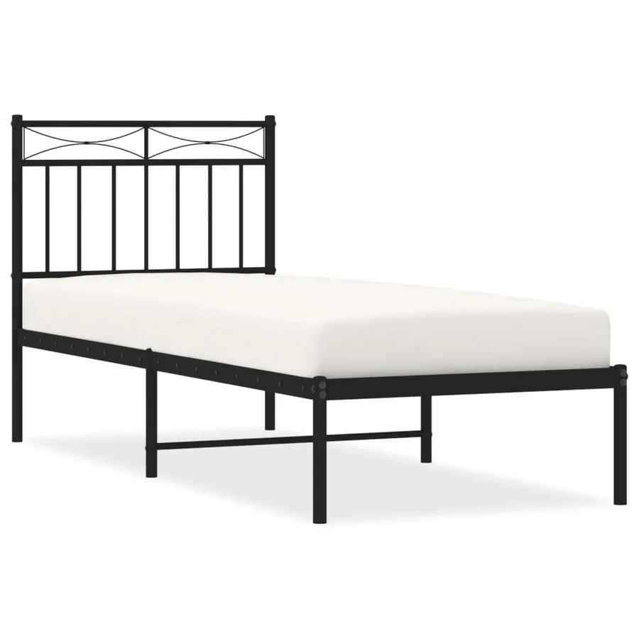 Cadre de lit métal sans matelas avec tête de lit noir 80x200 cm - 2