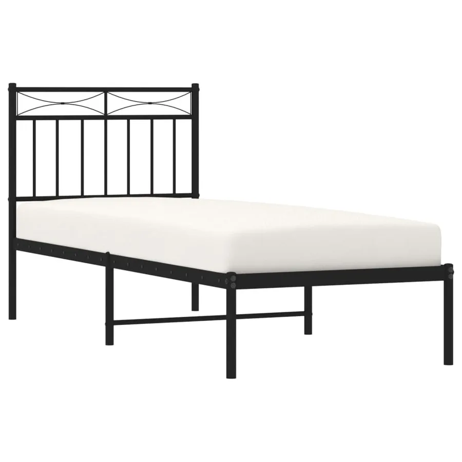 Cadre de lit métal sans matelas avec tête de lit noir 80x200 cm - 3