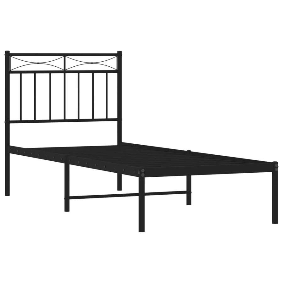 Cadre de lit métal sans matelas avec tête de lit noir 80x200 cm - 4