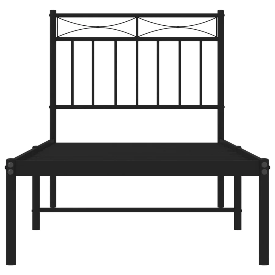 Cadre de lit métal sans matelas avec tête de lit noir 80x200 cm - 5
