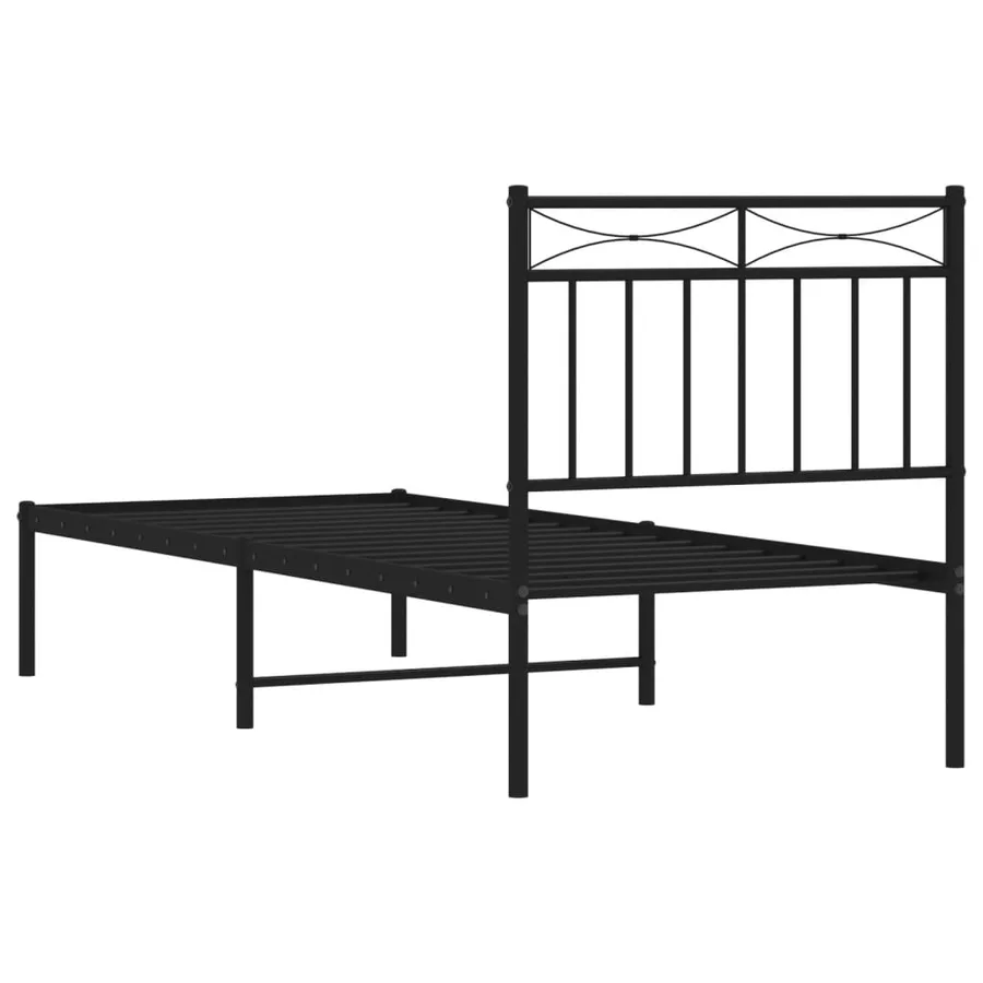 Cadre de lit métal sans matelas avec tête de lit noir 80x200 cm - 7