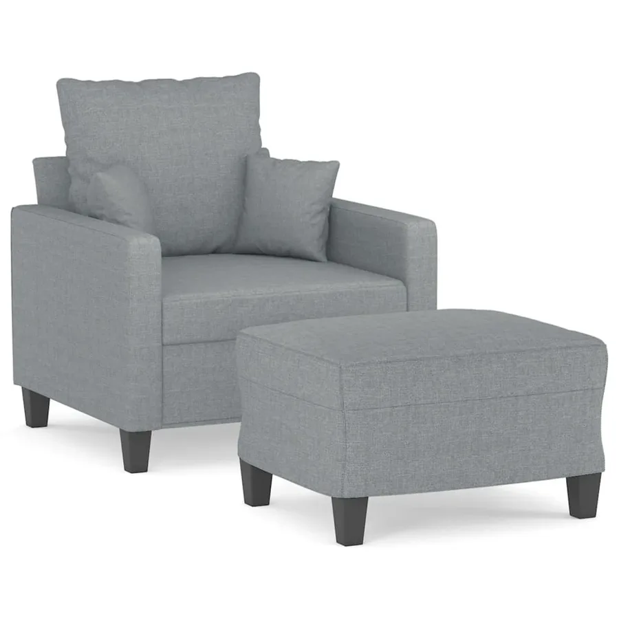 Fauteuil avec repose-pied Gris clair 60 cm Tissu - 2