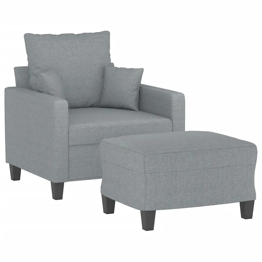 Fauteuil avec repose-pied Gris clair 60 cm Tissu - 3