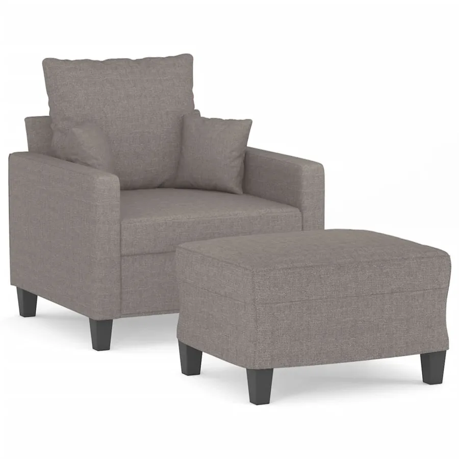 Fauteuil avec repose-pied Taupe 60 cm Tissu - 2