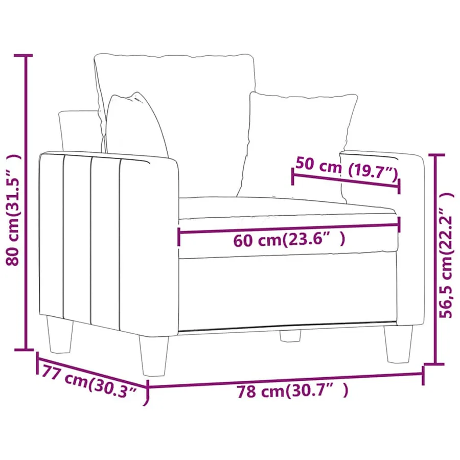 Fauteuil Jaune clair 60 cm Tissu - 9