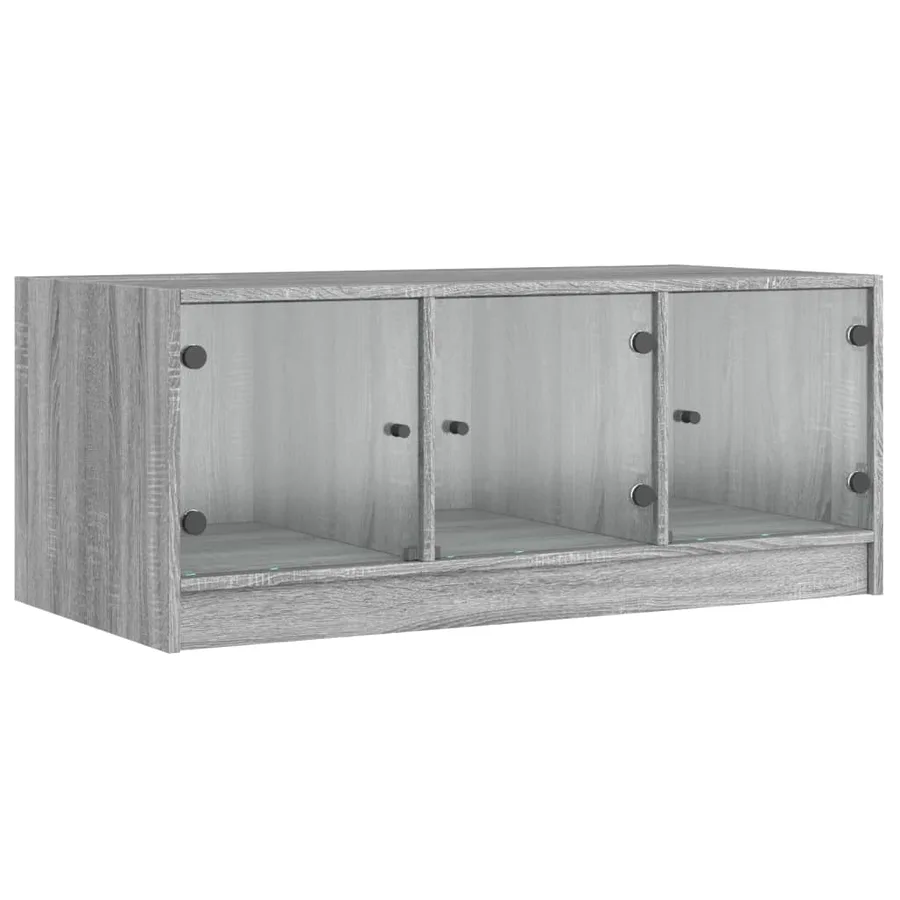 Table basse avec portes en verre sonoma gris 102x50x42 cm - 2