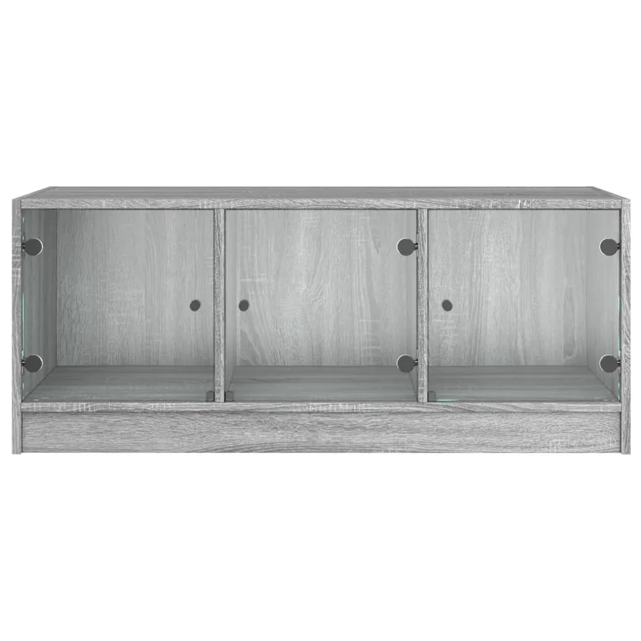 Table basse avec portes en verre sonoma gris 102x50x42 cm - 6