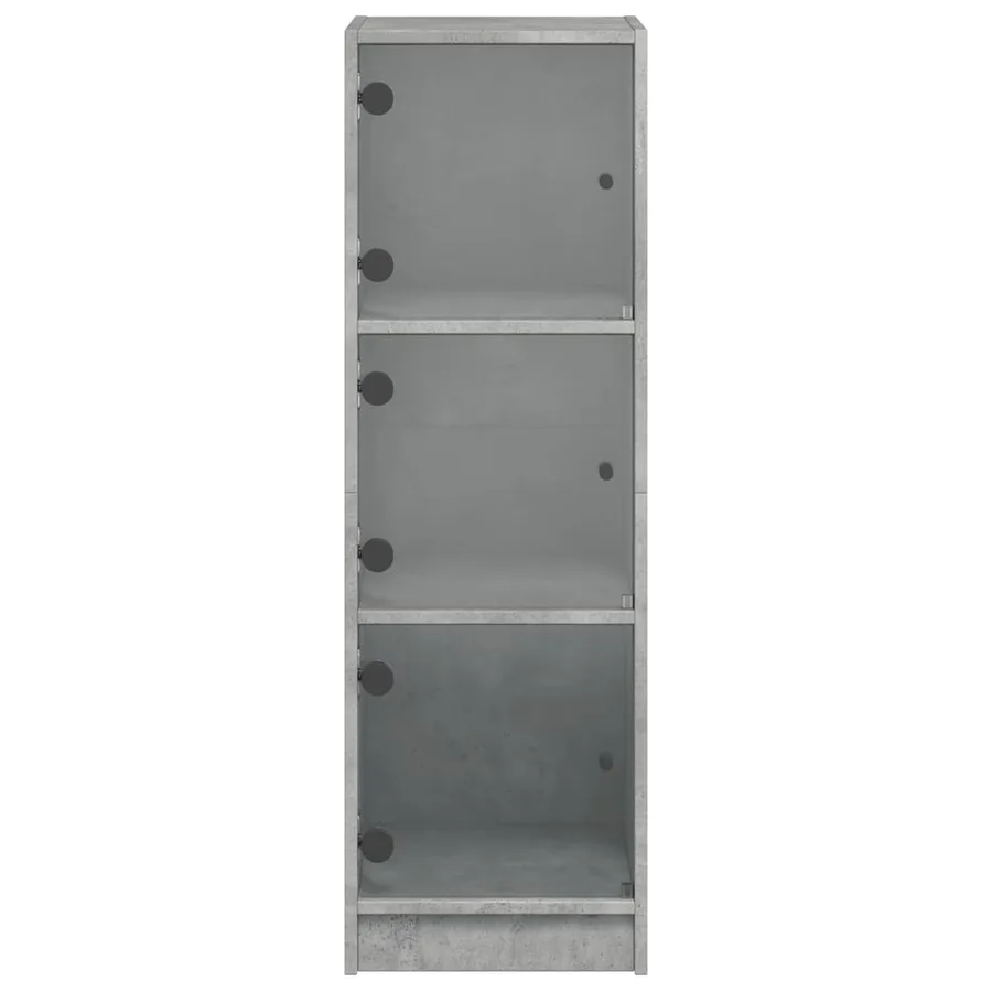 Buffet avec portes en verre gris béton 35x37x109 cm - 6