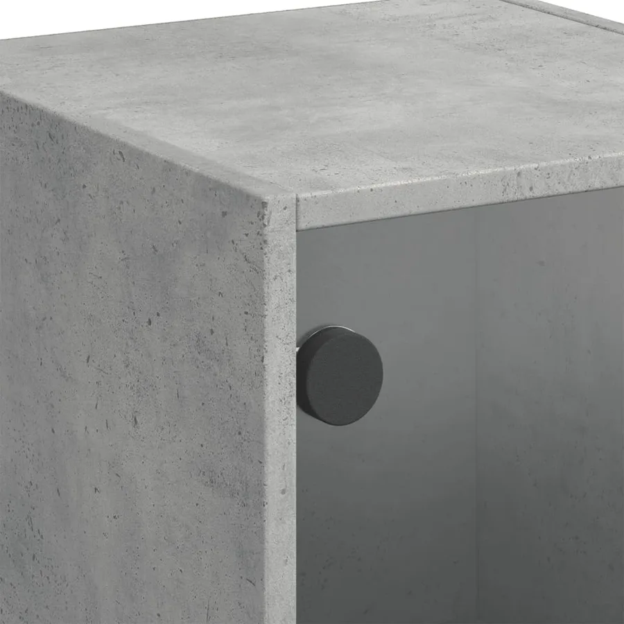 Buffet avec portes en verre gris béton 35x37x109 cm - 9