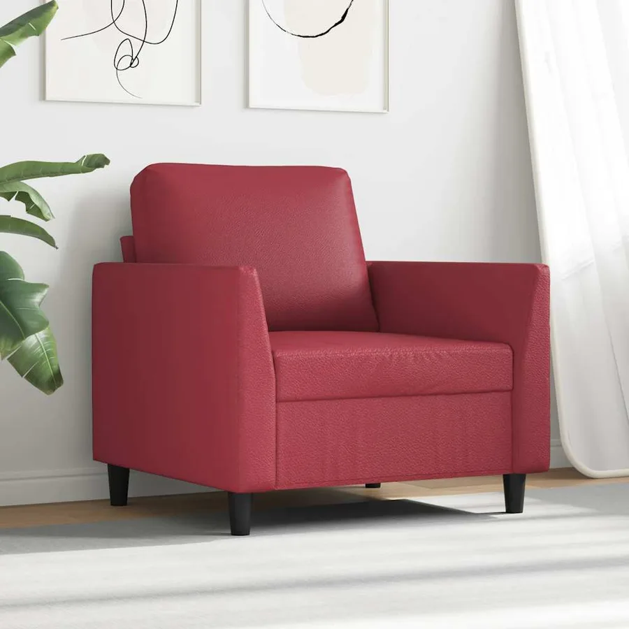 Fauteuil Rouge bordeaux 60 cm Similicuir - 3