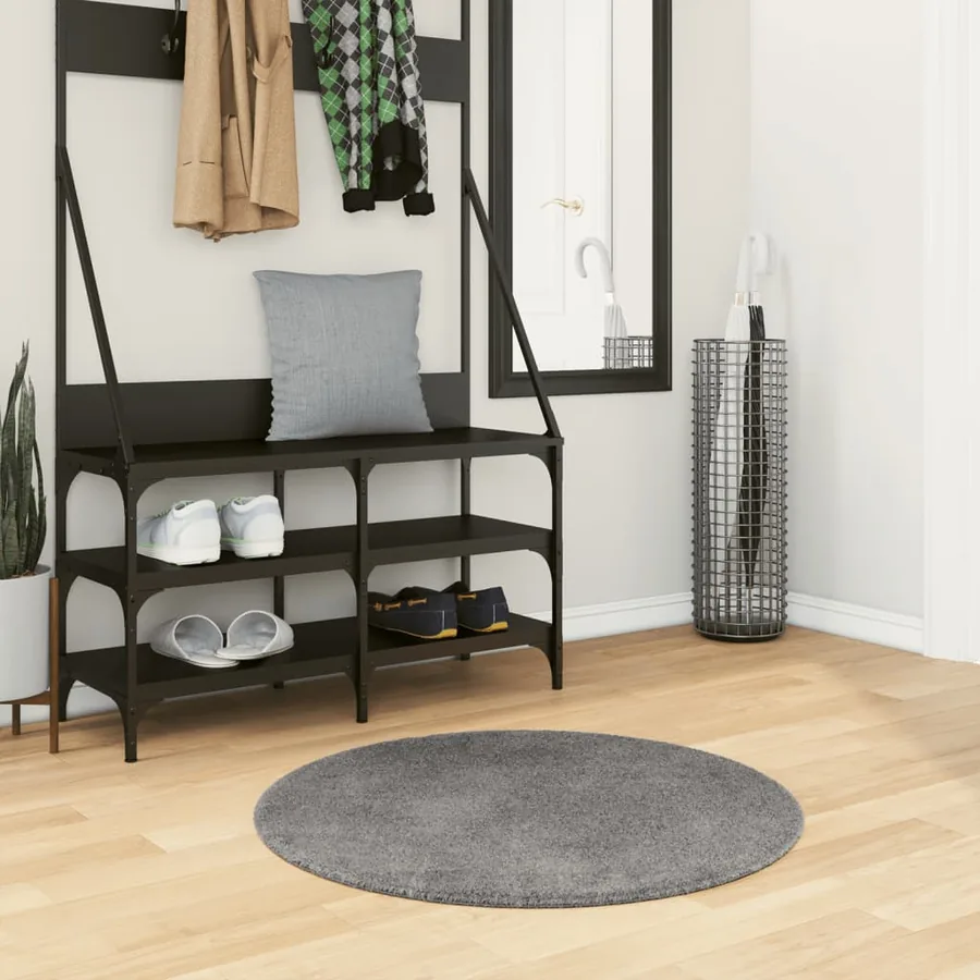 Tapis HUARTE à poils courts doux et lavable anthracite Ø 80 cm