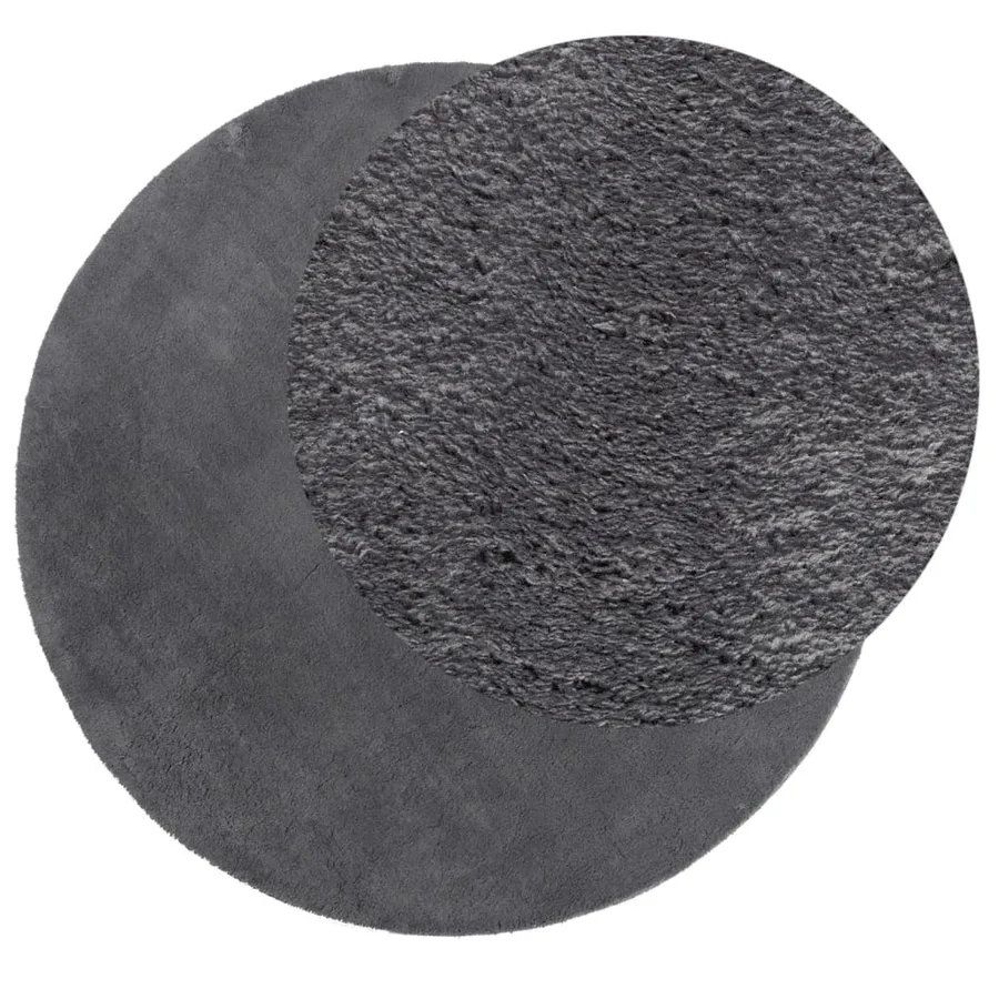 Tapis HUARTE à poils courts doux et lavable anthracite Ø 80 cm - 3