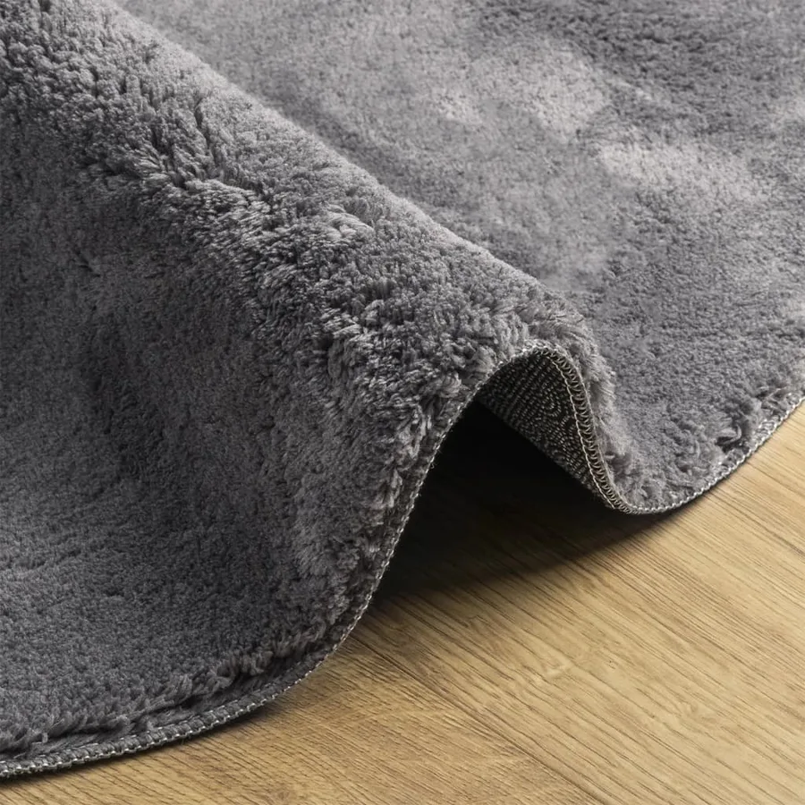 Tapis HUARTE à poils courts doux et lavable anthracite Ø 80 cm - 6