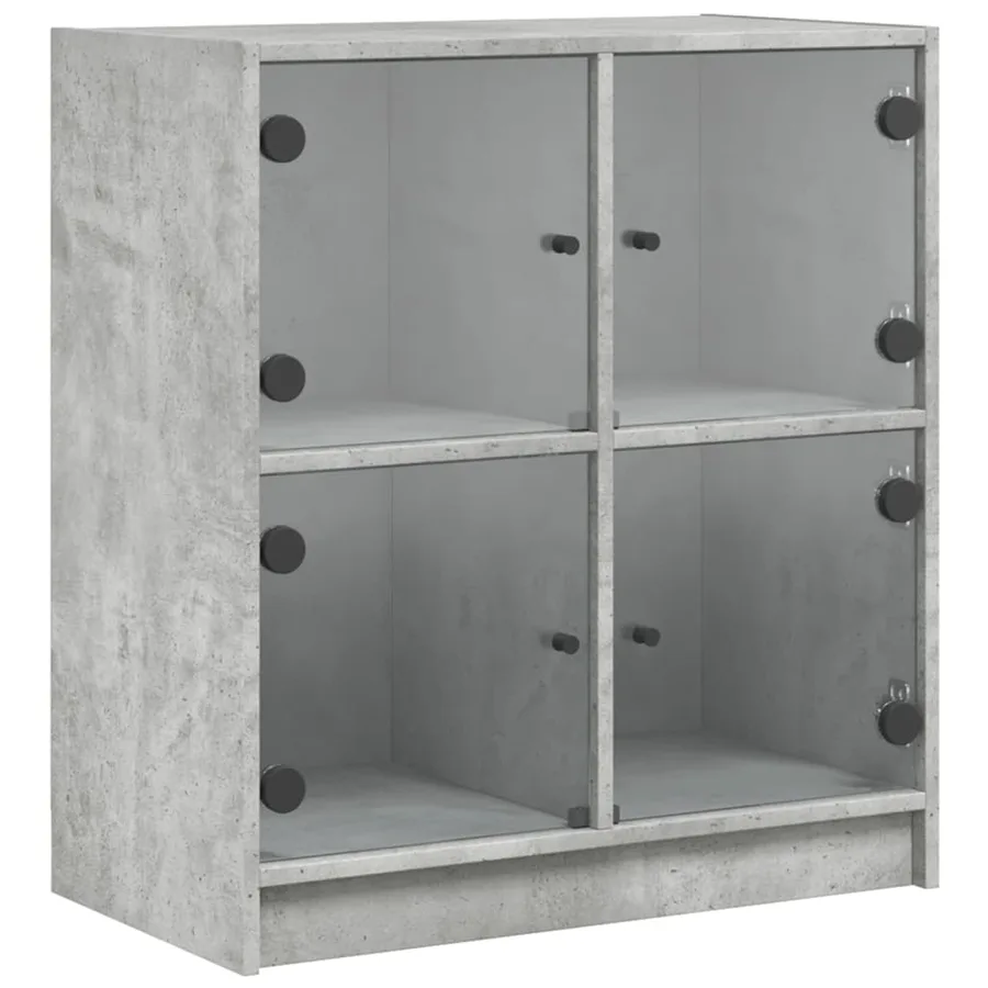 Armoire latérale avec portes en verre gris béton 68x37x75,5 cm - 2