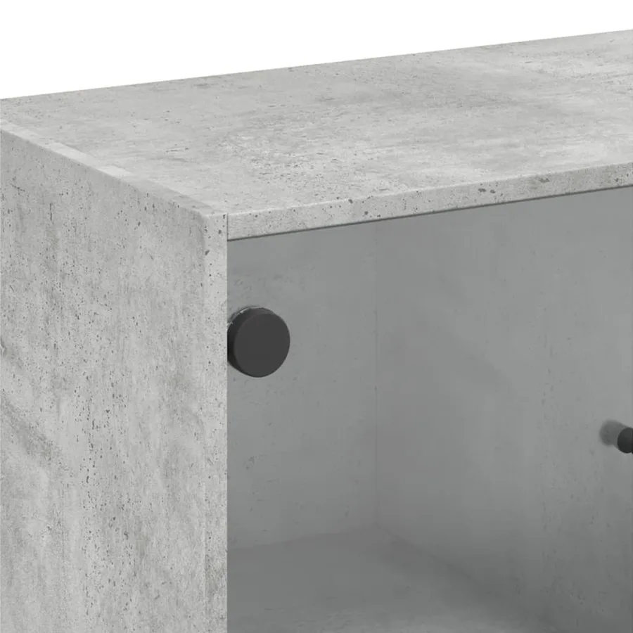 Armoire latérale avec portes en verre gris béton 68x37x75,5 cm - 9