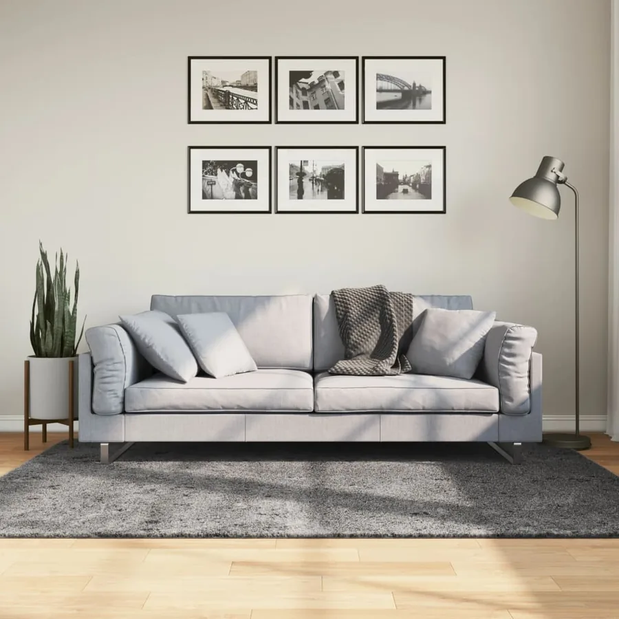 Tapis HUARTE à poils courts doux lavable anthracite 140x200 cm