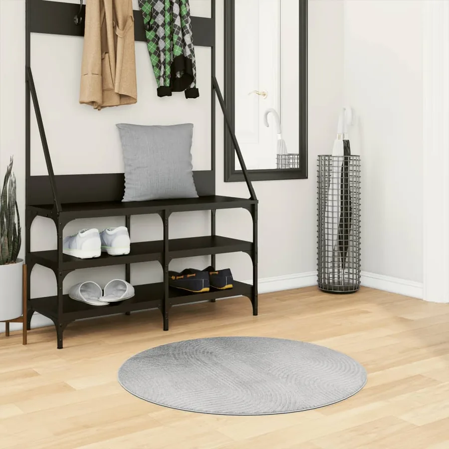 Tapis IZA poils courts style scandinave gris Ø 80 cm
