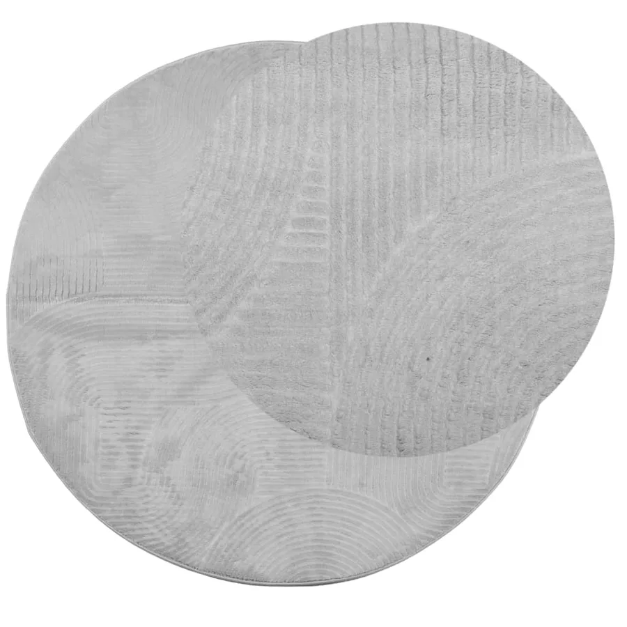 Tapis IZA poils courts style scandinave gris Ø 80 cm - 3
