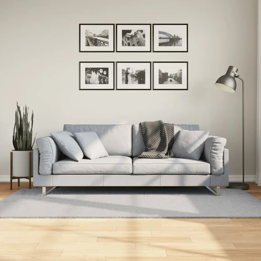 Tapis HUARTE à poils courts doux et lavable gris 100x200 cm