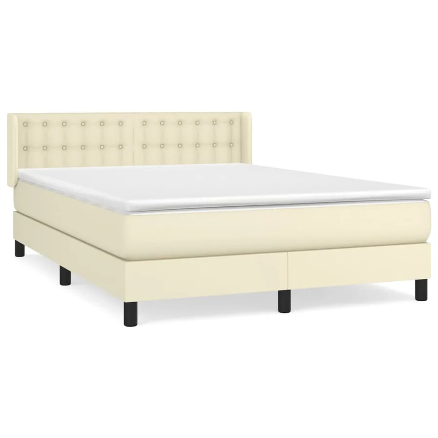 Sommier à lattes de lit avec matelas Crème 140x190cm Similicuir - 2