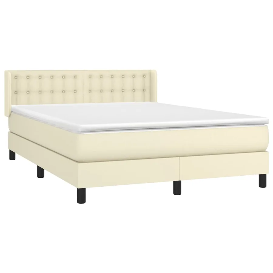 Sommier à lattes de lit avec matelas Crème 140x190cm Similicuir - 3