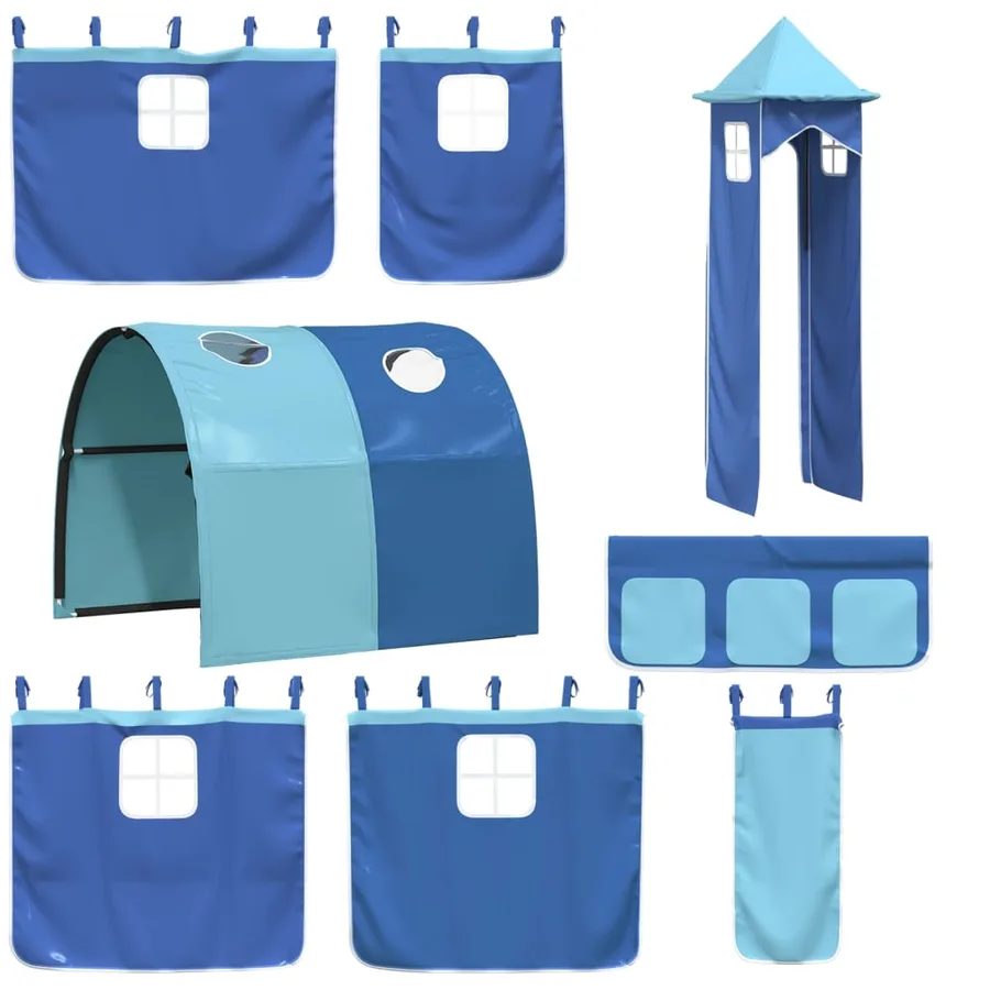 Rideaux pour lit mezzanine avec tunnel et tour bleu - 3