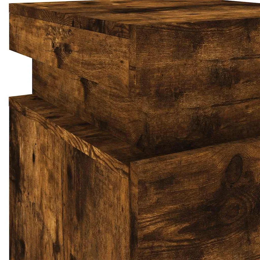Table de chevet avec lumières LED chêne fumé 35x39x55 cm - 10