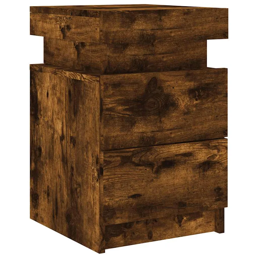 Table de chevet avec lumières LED chêne fumé 35x39x55 cm - 5