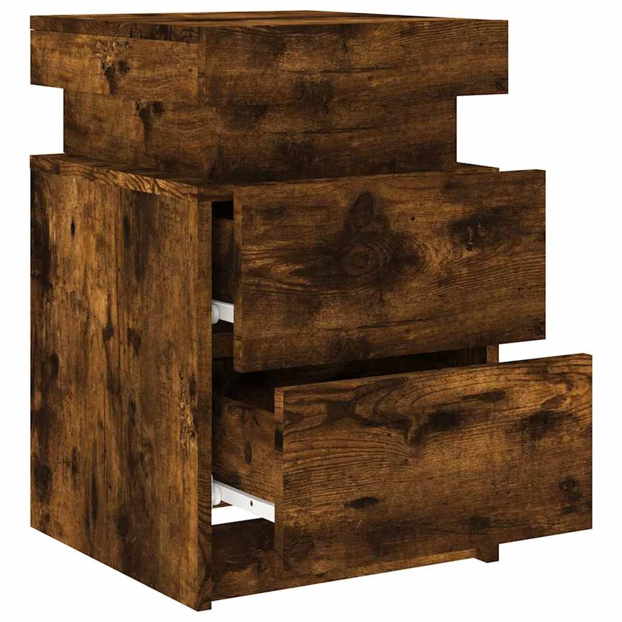 Table de chevet avec lumières LED chêne fumé 35x39x55 cm - 6