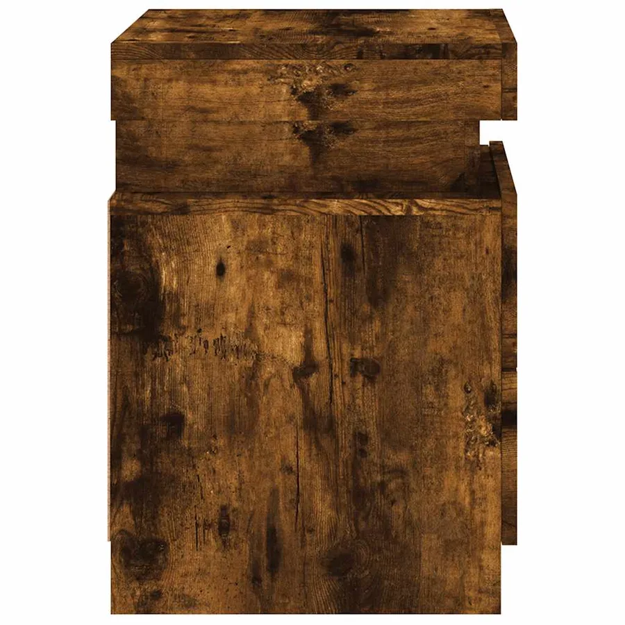 Table de chevet avec lumières LED chêne fumé 35x39x55 cm - 9