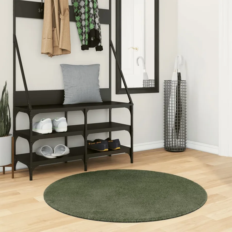 Tapis HUARTE à poils courts doux et lavable vert forêt Ø 100 cm