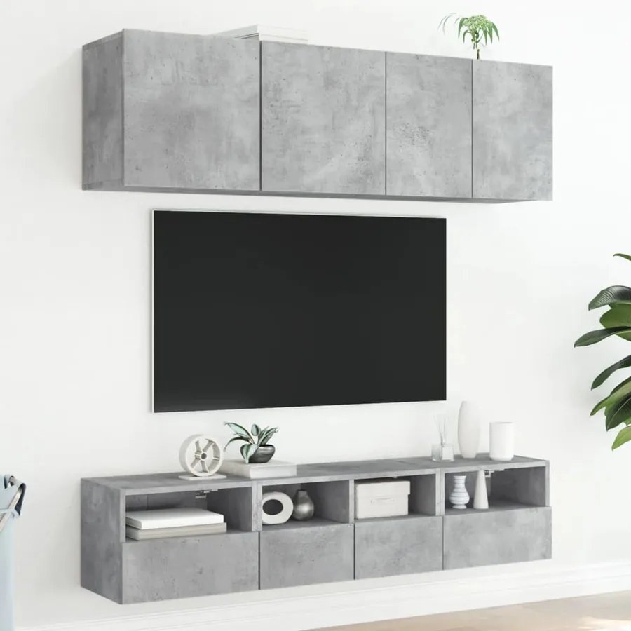 Meubles TV muraux 2 pcs gris béton 40x30x30cm bois d'ingénierie - 4