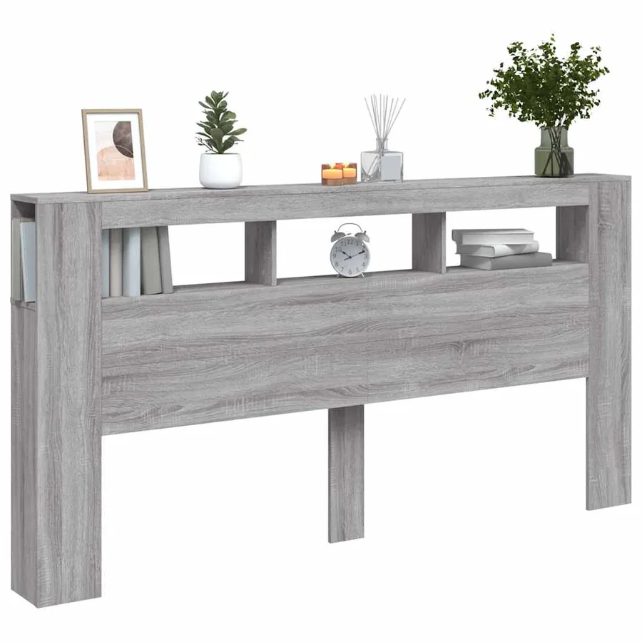 Tête de lit à LED sonoma gris 200x18,5x103,5 cm bois ingénierie - 13