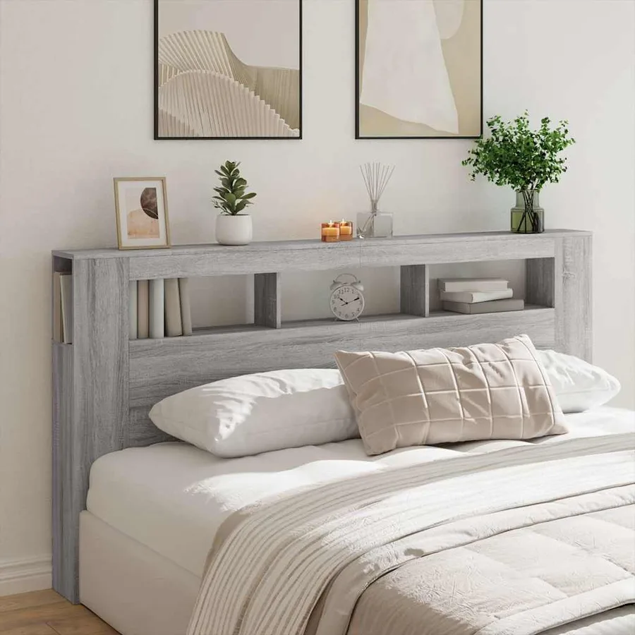 Tête de lit à LED sonoma gris 200x18,5x103,5 cm bois ingénierie - 3