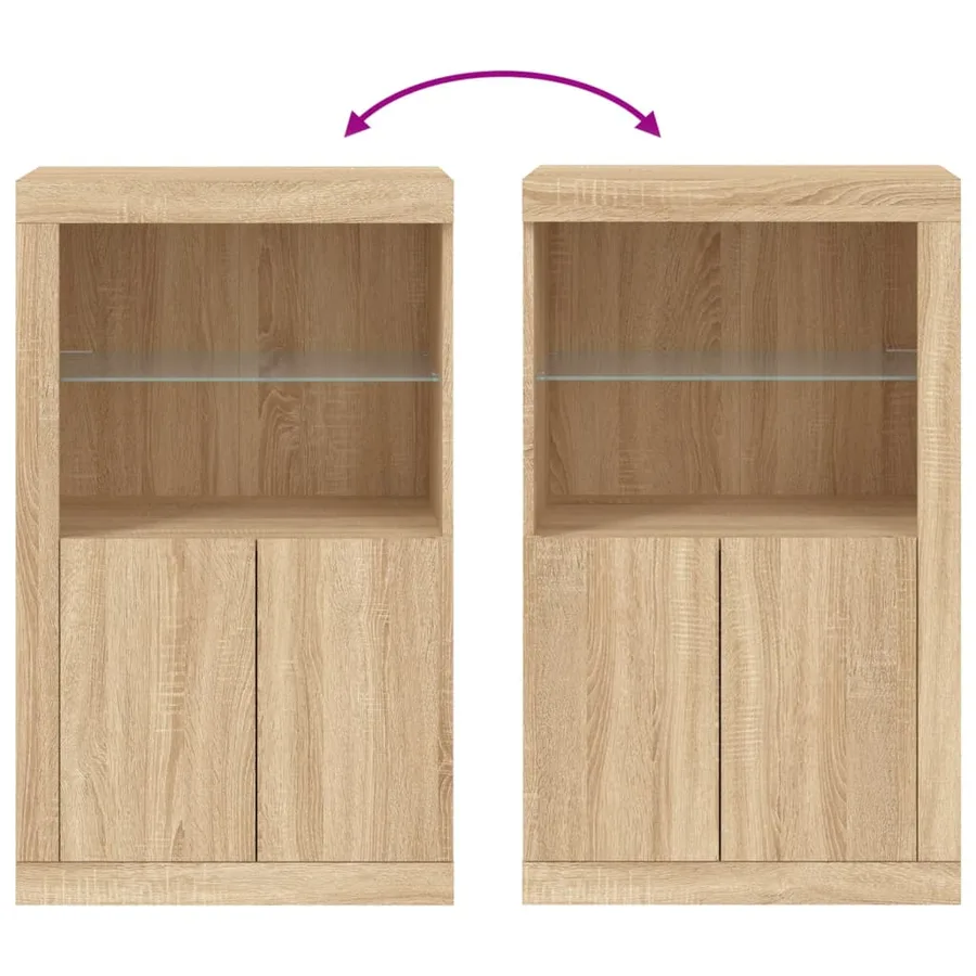 Armoire latérale avec lumières LED chêne sonoma - 10