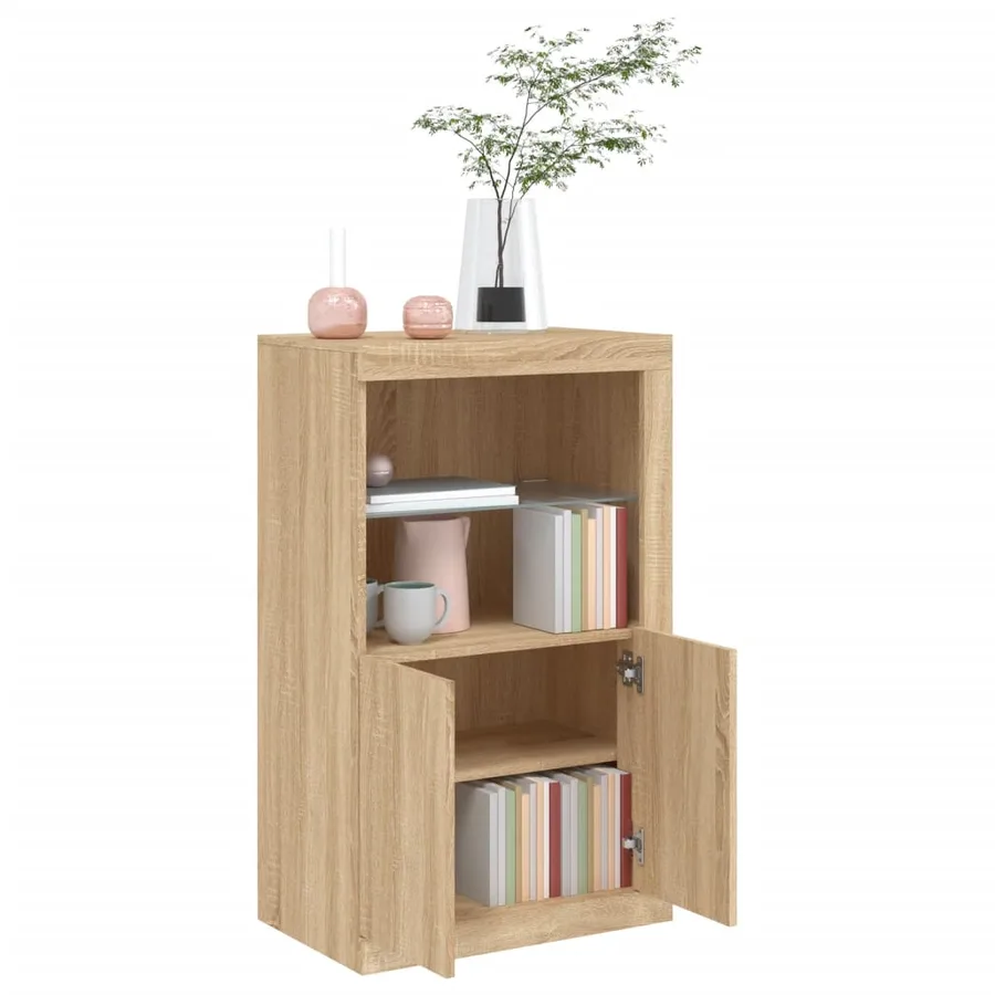 Armoire latérale avec lumières LED chêne sonoma - 5