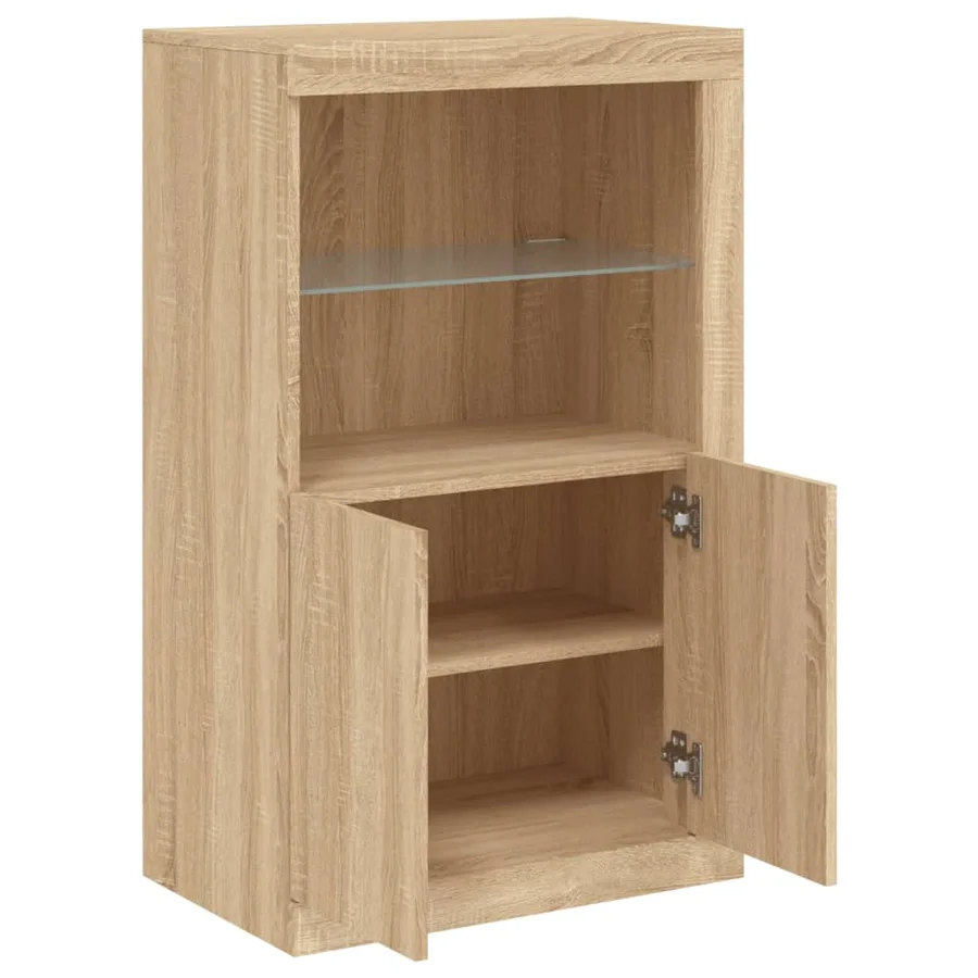 Armoire latérale avec lumières LED chêne sonoma - 6
