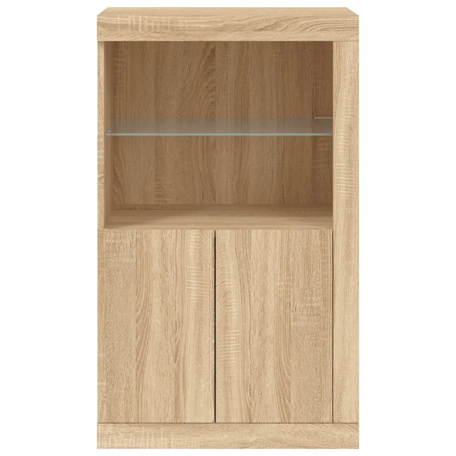 Armoire latérale avec lumières LED chêne sonoma - 7