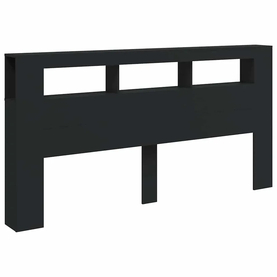 Tête de lit à LED noir 200x18,5x103,5 cm bois d'ingénierie - 5