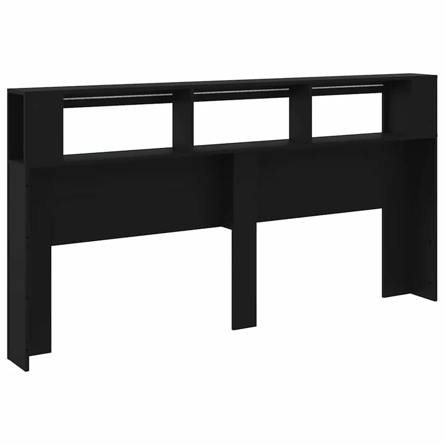 Tête de lit à LED noir 200x18,5x103,5 cm bois d'ingénierie - 7