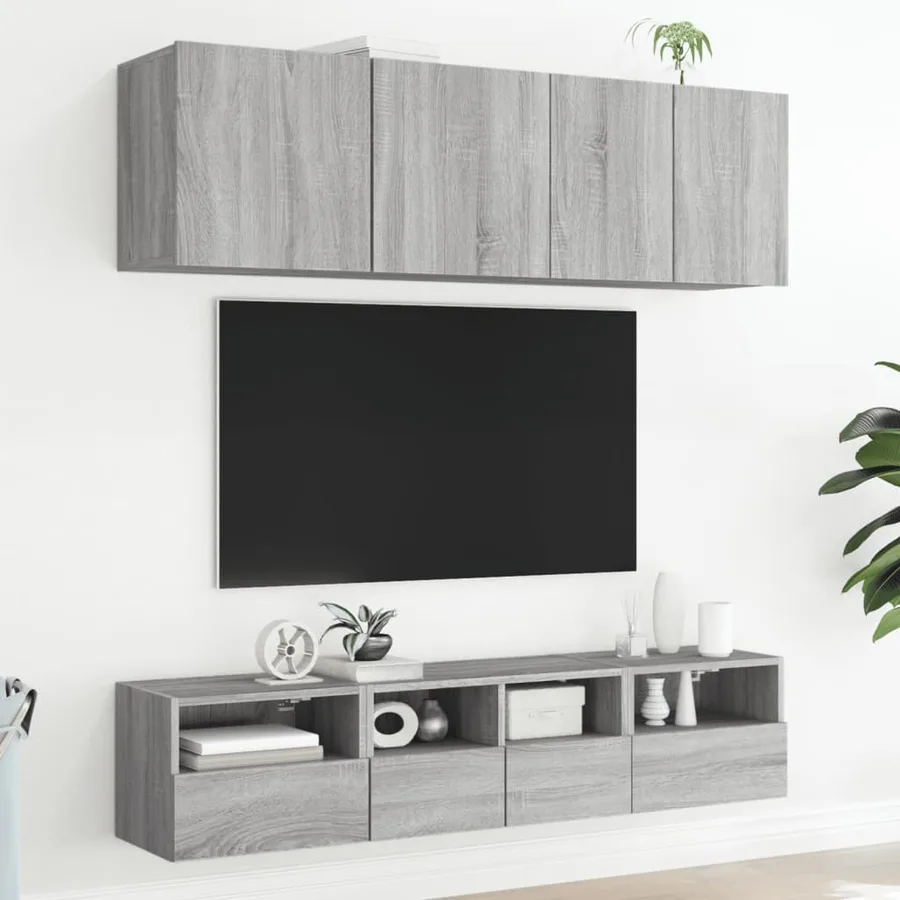 Meubles TV muraux 2pcs sonoma gris 40x30x30cm bois d'ingénierie - 4