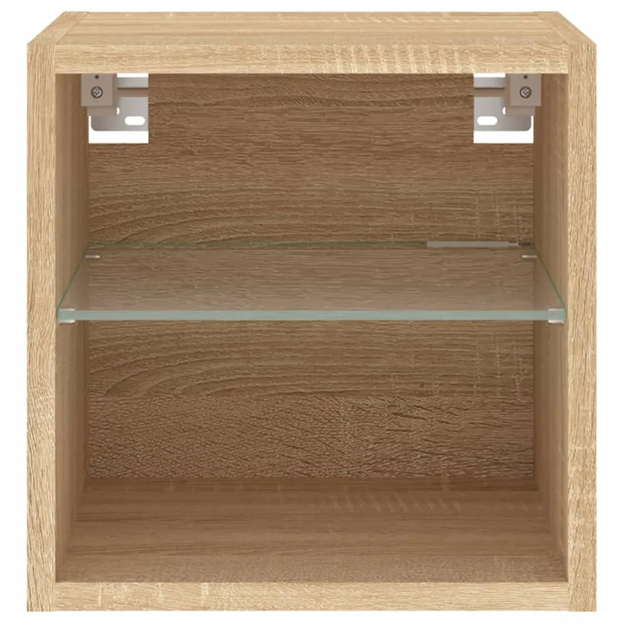 Meuble TV mural avec lumières LED chêne sonoma 30x28,5x30 cm - 7