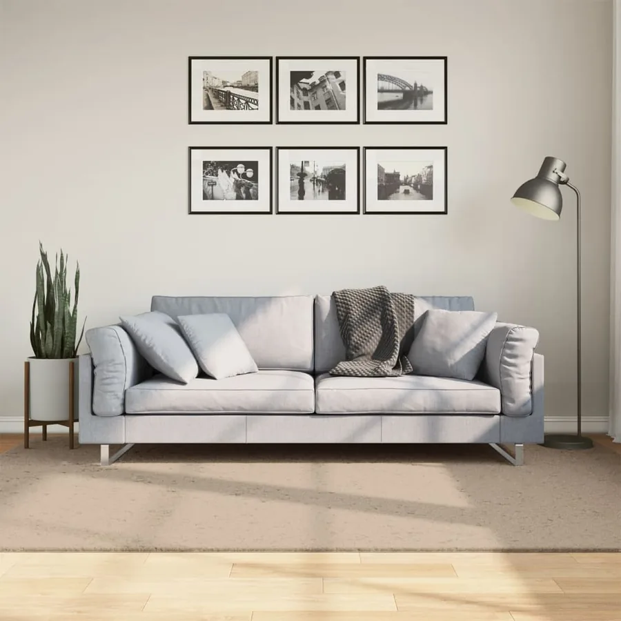 Tapis HUARTE à poils courts doux et lavable sable 160x230 cm