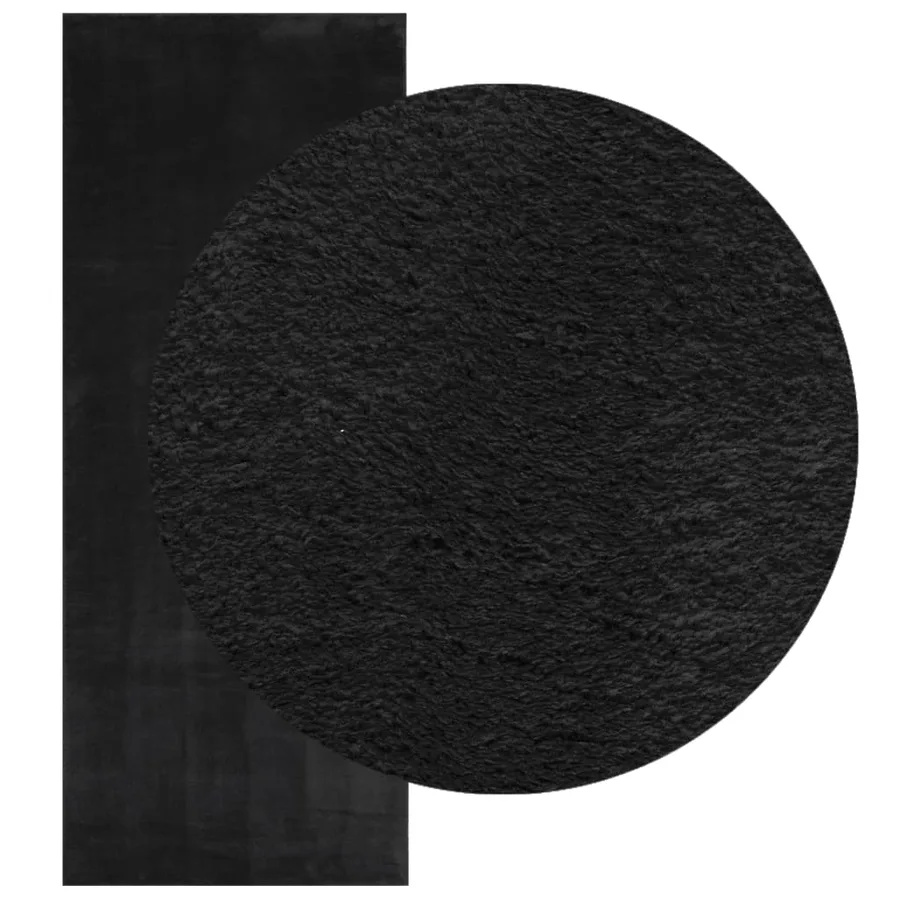 Tapis HUARTE à poils courts doux et lavable noir 80x200 cm - 3