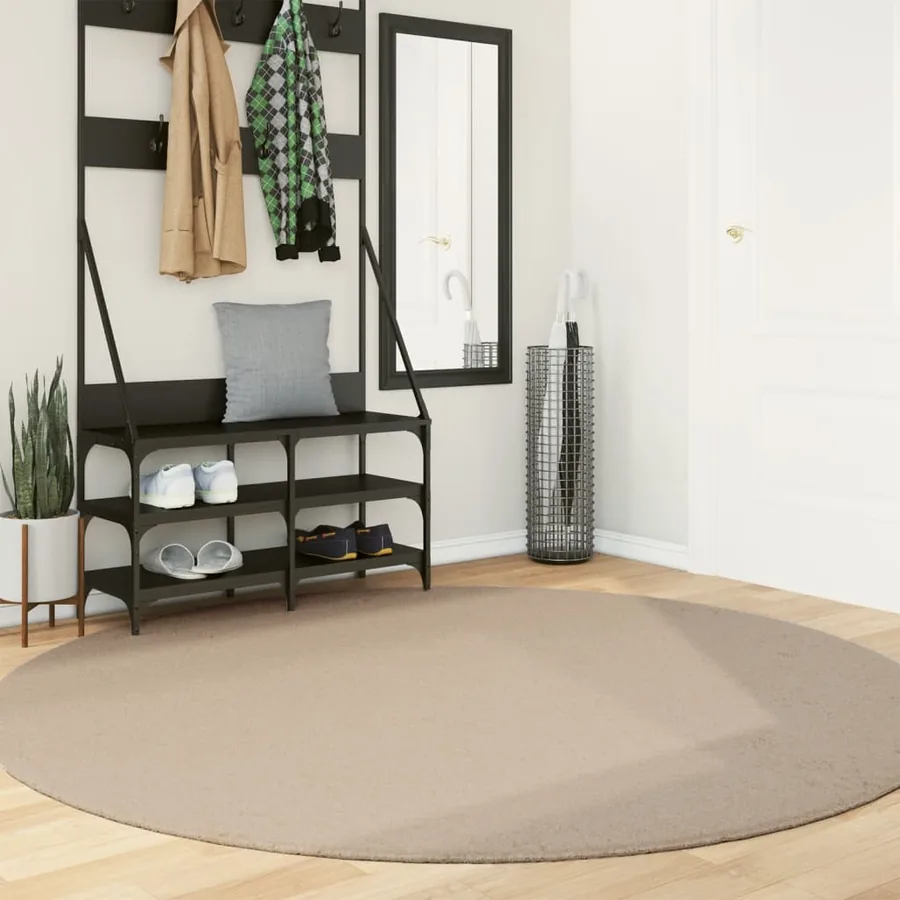 Tapis HUARTE à poils courts doux et lavable sable Ø 200 cm