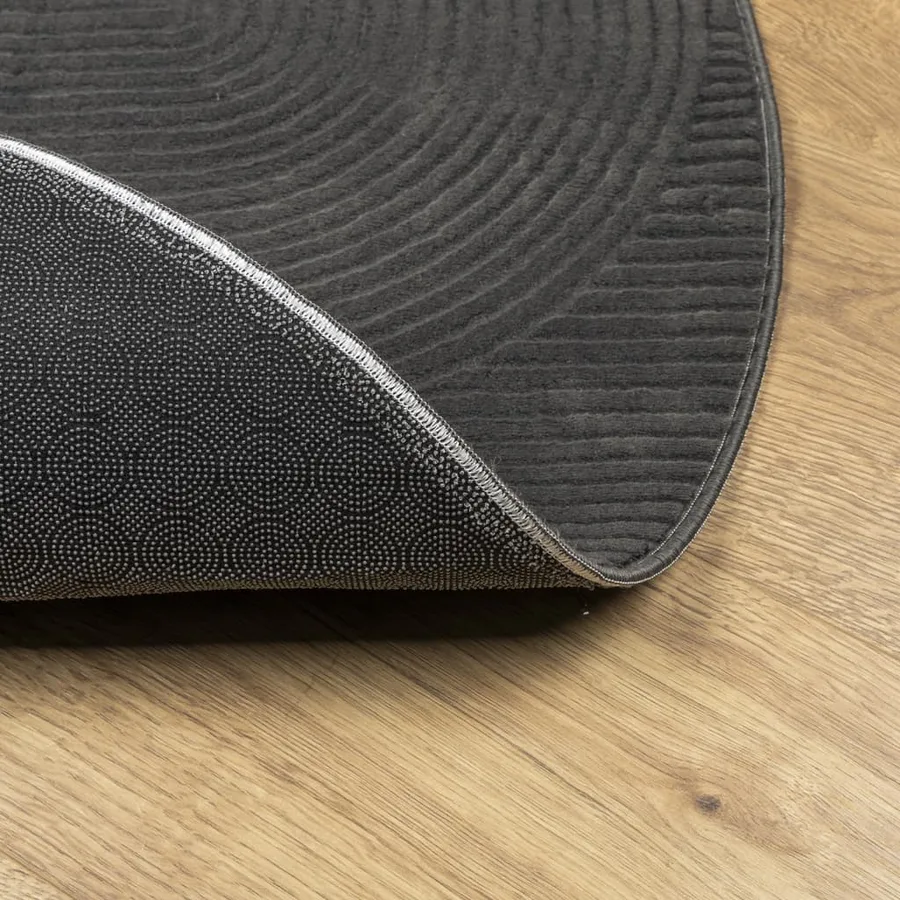 Tapis IZA poils courts style scandinave anthracite Ø 100 cm - 5